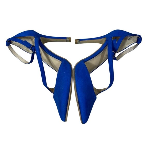 Kelly & Katie Heels Blue Suede Ankle Strap Sevama 7 M 4" - Picture 7 of 11